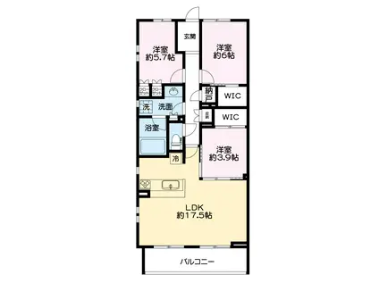 オデスビエント医大前(3LDK/2階)の間取り写真