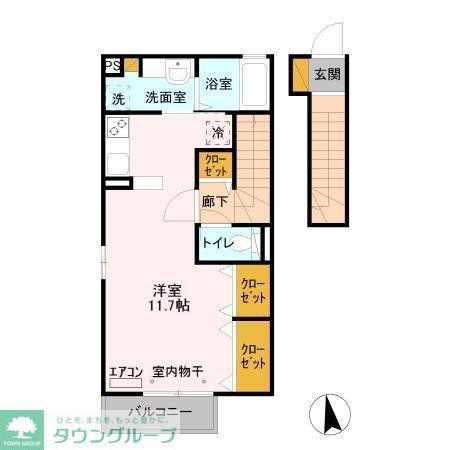 ウィット八柱(ワンルーム/2階)の間取り写真