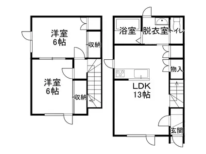 TOWNめむろ東1(2LDK/1階)の間取り写真