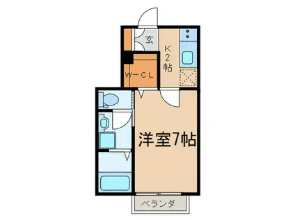 インフィニティレジデンス(1K/2階)の間取り写真