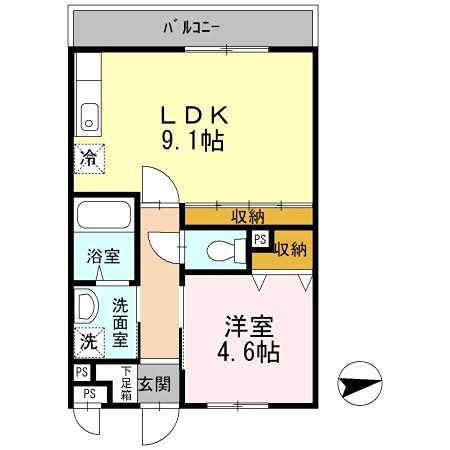 メゾンクレール(1LDK/1階)の間取り写真