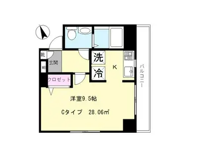 グランベル南大井(1K/4階)の間取り写真