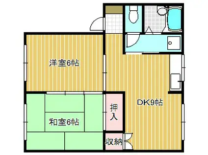 グリーンヴィレッジ A棟(2LDK/2階)の間取り写真
