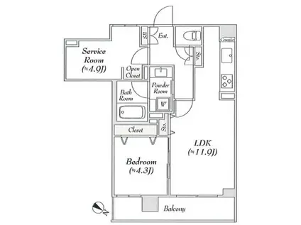 LUMIEC BUNKYO SENGOKU (1SLDK/4階)の間取り写真