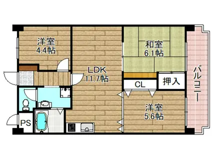 野田マンションIII(3LDK/4階)の間取り写真