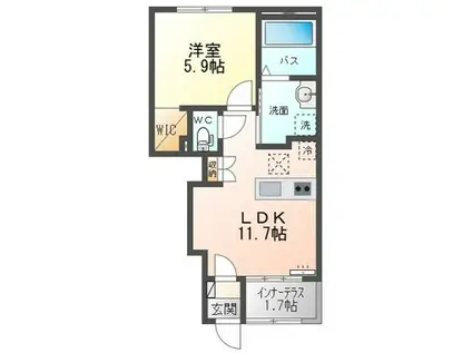 アルカンシエルI(1LDK/1階)の間取り写真