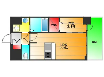 ミラージュパレス大阪ドームプロスパー(1LDK/2階)の間取り写真
