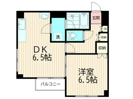 ブラウンハウス(1DK/6階)の間取り写真