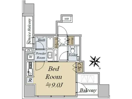 シティハウス中目黒ステーションコート(ワンルーム/3階)の間取り写真