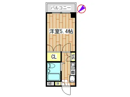 Kビル(1K/3階)の間取り写真