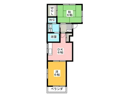 ライト藤ハイツ(2DK/2階)の間取り写真