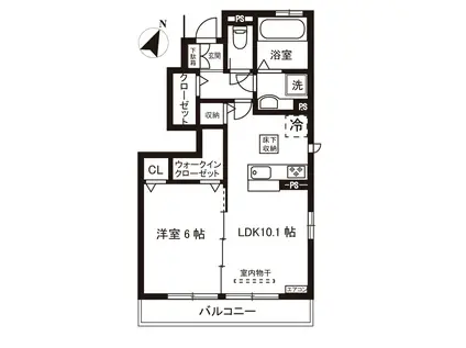 カーサ千代ヶ丘 B棟(1LDK/1階)の間取り写真