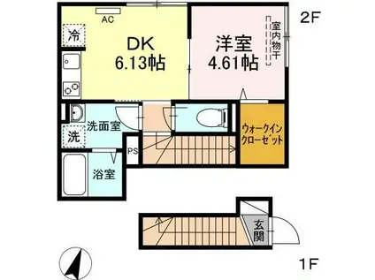 ラリュール赤塚I(1DK/2階)の間取り写真
