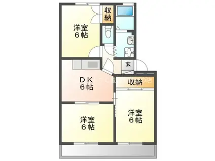 グリーンヴィレッジ牛川(3DK/1階)の間取り写真