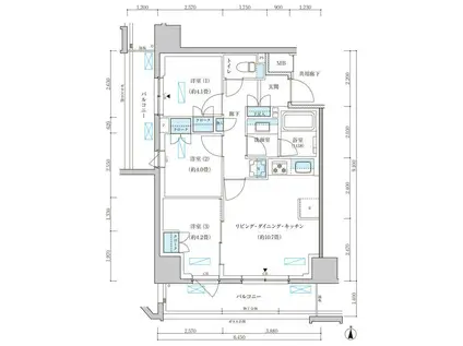 パークアクシス池袋イースト(3LDK/2階)の間取り写真