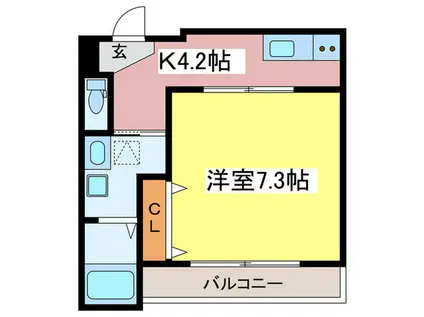 一条通共同計画(1K/1階)の間取り写真