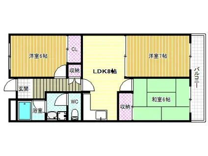 パナグレープ(3LDK/3階)の間取り写真