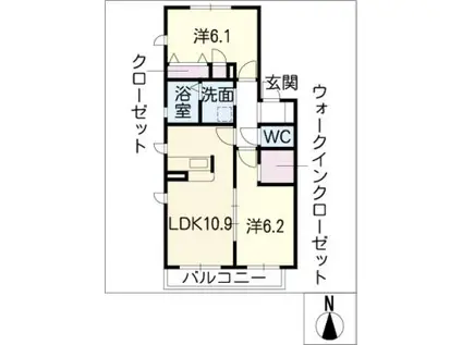 プランドール楠(2LDK/1階)の間取り写真
