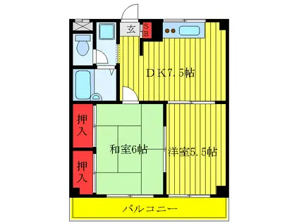 エステートピアMI(2DK/1階)の間取り写真