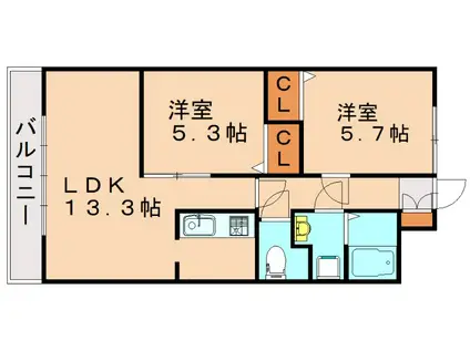 ルネックスII(2LDK/7階)の間取り写真