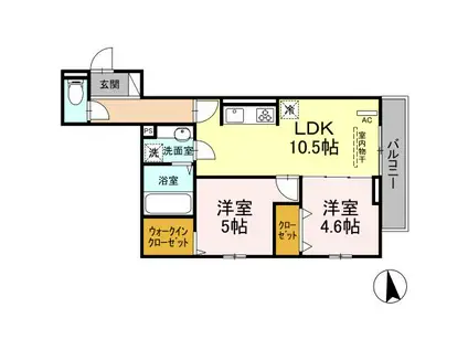 オーヴェスト深大寺(2LDK/3階)の間取り写真