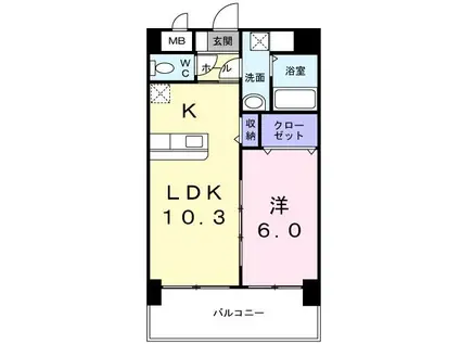 フォレスト陣原(1LDK/5階)の間取り写真