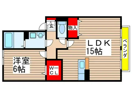 カンパーニュC(1LDK/2階)の間取り写真