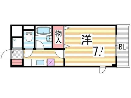 ラフィネ シャンブル(1K/3階)の間取り写真