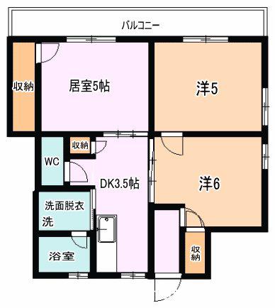 メゾンドブランシュ鴨池(3DK/1階)の間取り写真