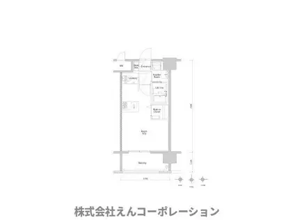 エンクレスト博多PARKSIDE(ワンルーム/12階)の間取り写真