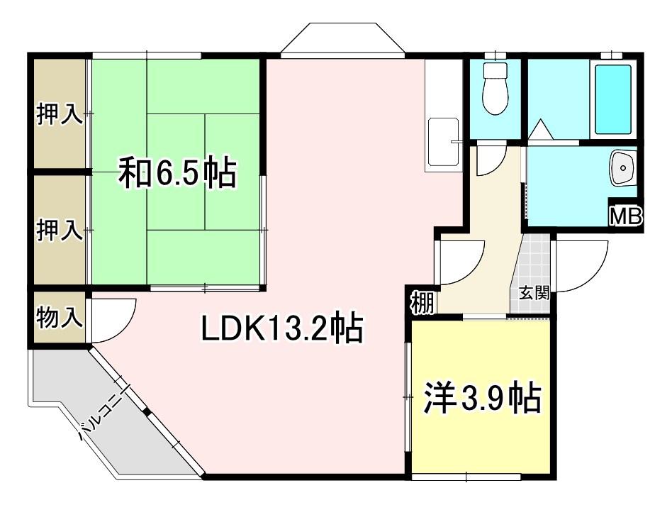 イーストピース守山(2LDK/3階)の間取り写真