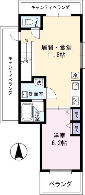 ブラウニ世田谷(1LDK/3階)の間取り写真