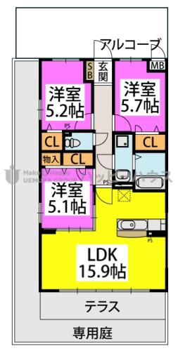 CANOA(3LDK/1階)の間取り写真