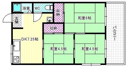 清水ハイツB棟(3DK/2階)の間取り写真