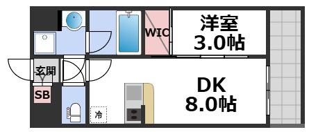 エスリードレジデンス玉造ザ・イースト(1LDK/13階)の間取り写真