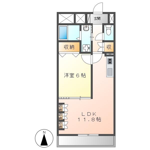 ヴァン オンズ(1LDK/2階)の間取り写真