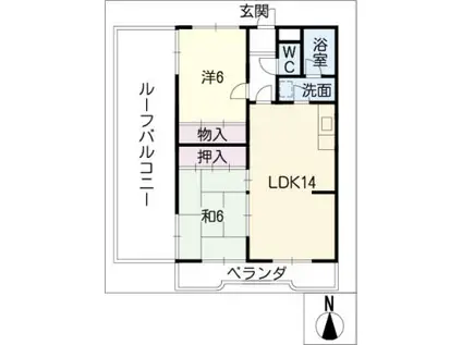 ハイネス扇(2LDK/4階)の間取り写真