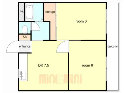 ダイリンハイツ(2DK/5階)の間取り写真