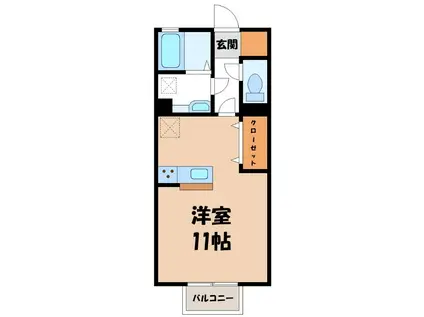 レセンテ・ジュン(ワンルーム/2階)の間取り写真