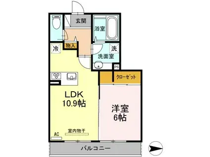 セジュールASAMI305(1LDK/3階)の間取り写真