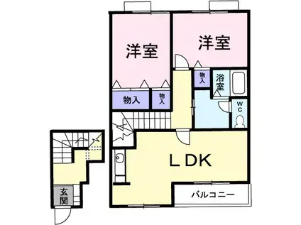 カーサ・フィオーレ B(2LDK/2階)の間取り写真
