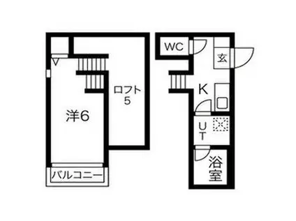 アルバーノ北山(1K/1階)の間取り写真