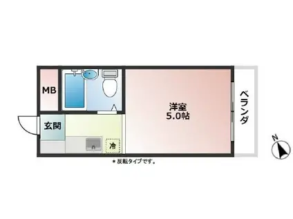 ハイツ多門(ワンルーム/3階)の間取り写真