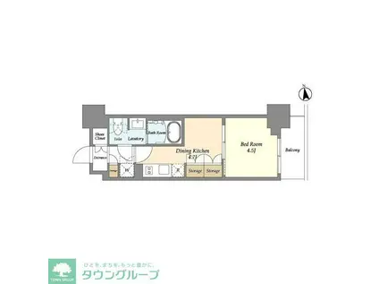 リビオメゾン浅草雷門(1DK/2階)の間取り写真