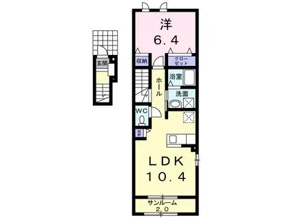 ミルキーパーク城所II(1LDK/2階)の間取り写真