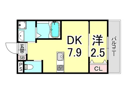 GAZELLE NOAH尼崎尾浜I(1DK/1階)の間取り写真