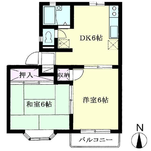 エステート今泉(2DK/1階)の間取り写真