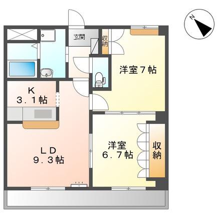 フォレストカワハラ(2LDK/1階)の間取り写真