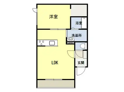 ラ・パーチェ東(1LDK/1階)の間取り写真