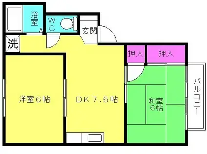 パームデール(2DK/1階)の間取り写真